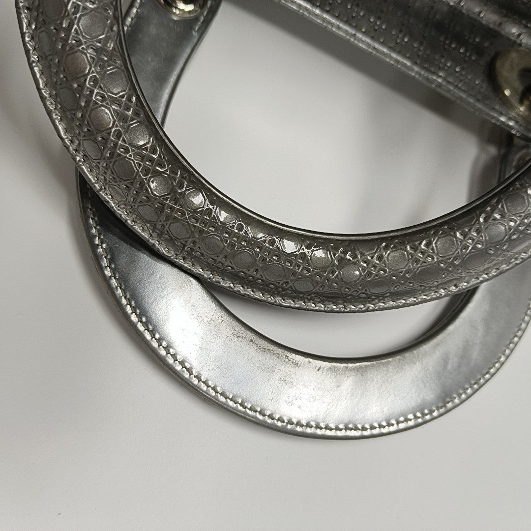 Lady Dior Medium Calfskin Silver