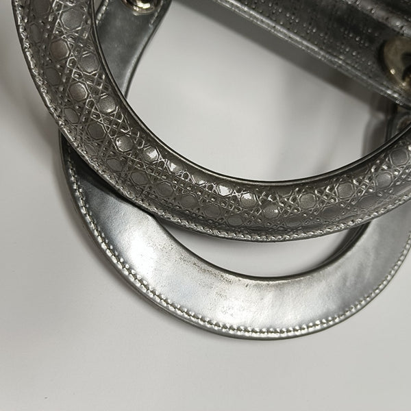 Lady Dior Medium Calfskin Silver