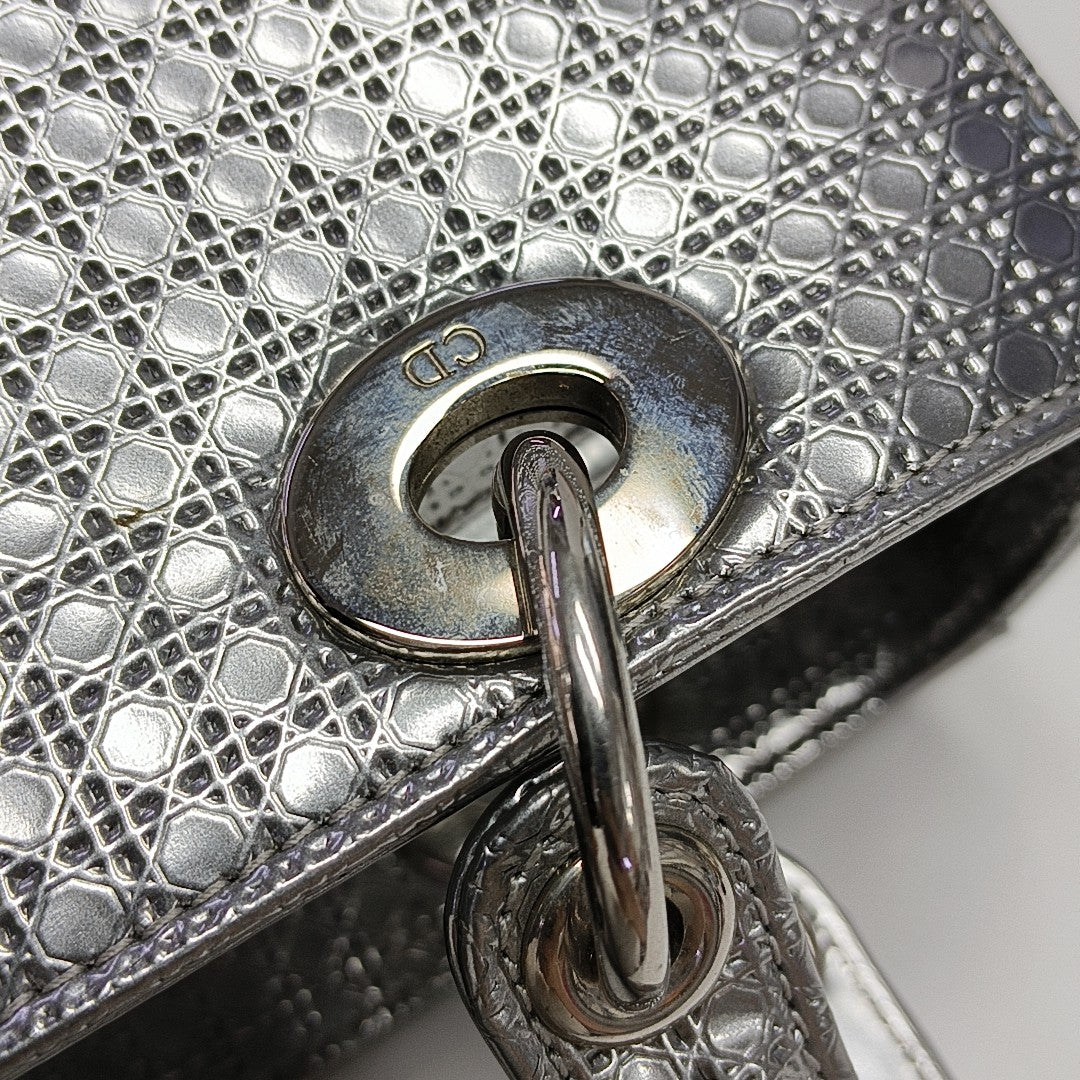 Lady Dior Medium Calfskin Silver