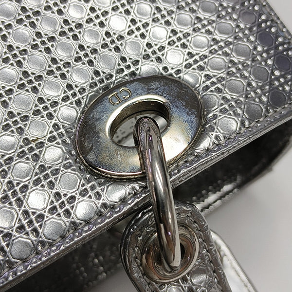 Lady Dior Medium Calfskin Silver