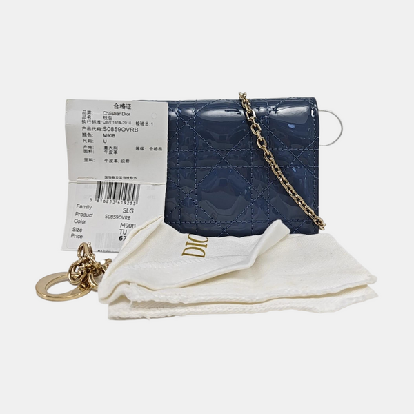 Lady Dior Cannage Patent Leather Blue