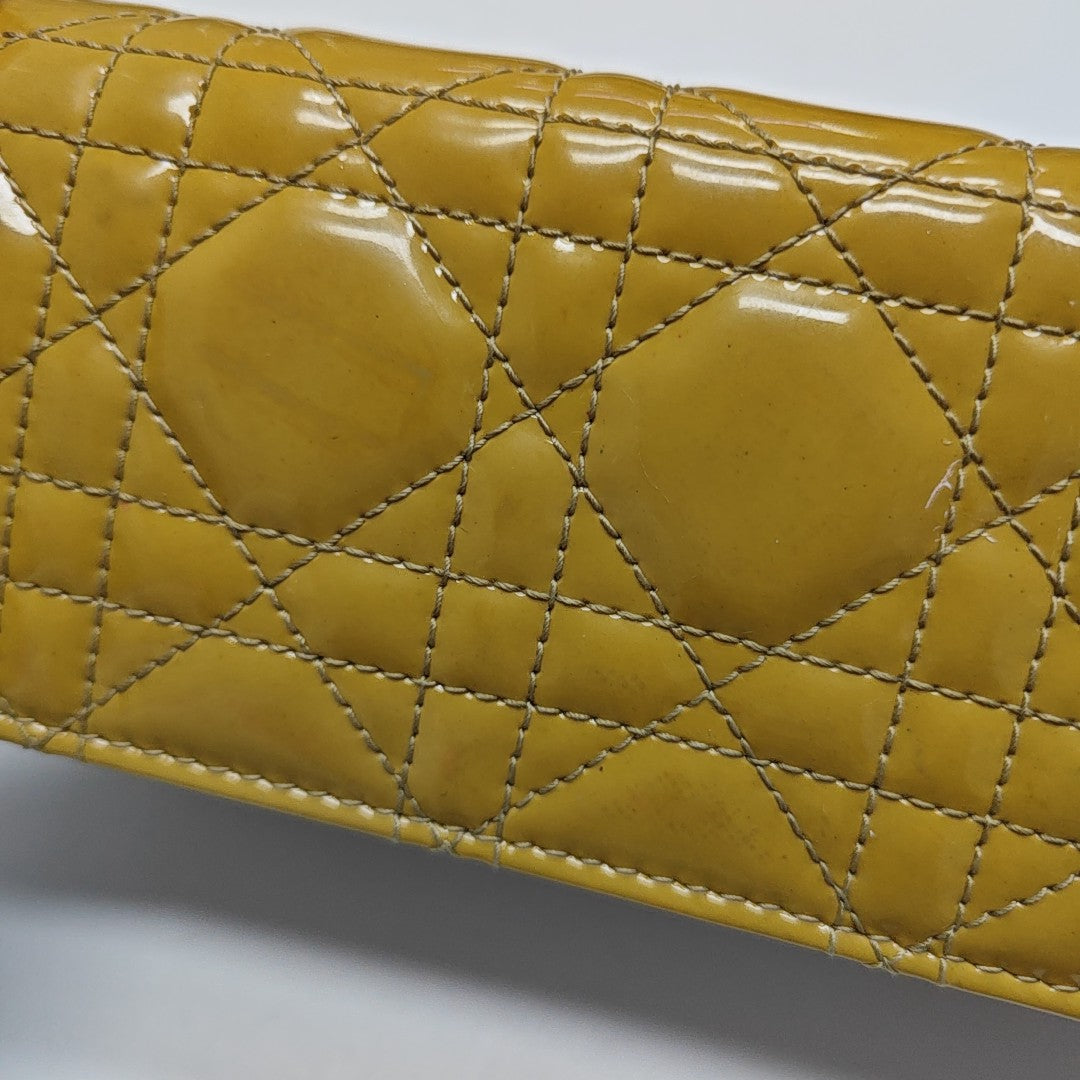 Lady Dior Small Cannage Patent Leather Yellow