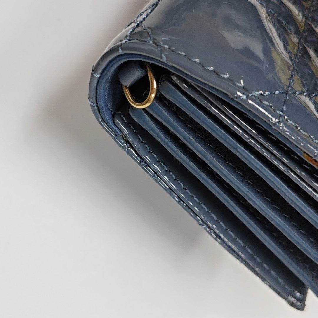 Lady Dior Cannage Patent Leather Blue