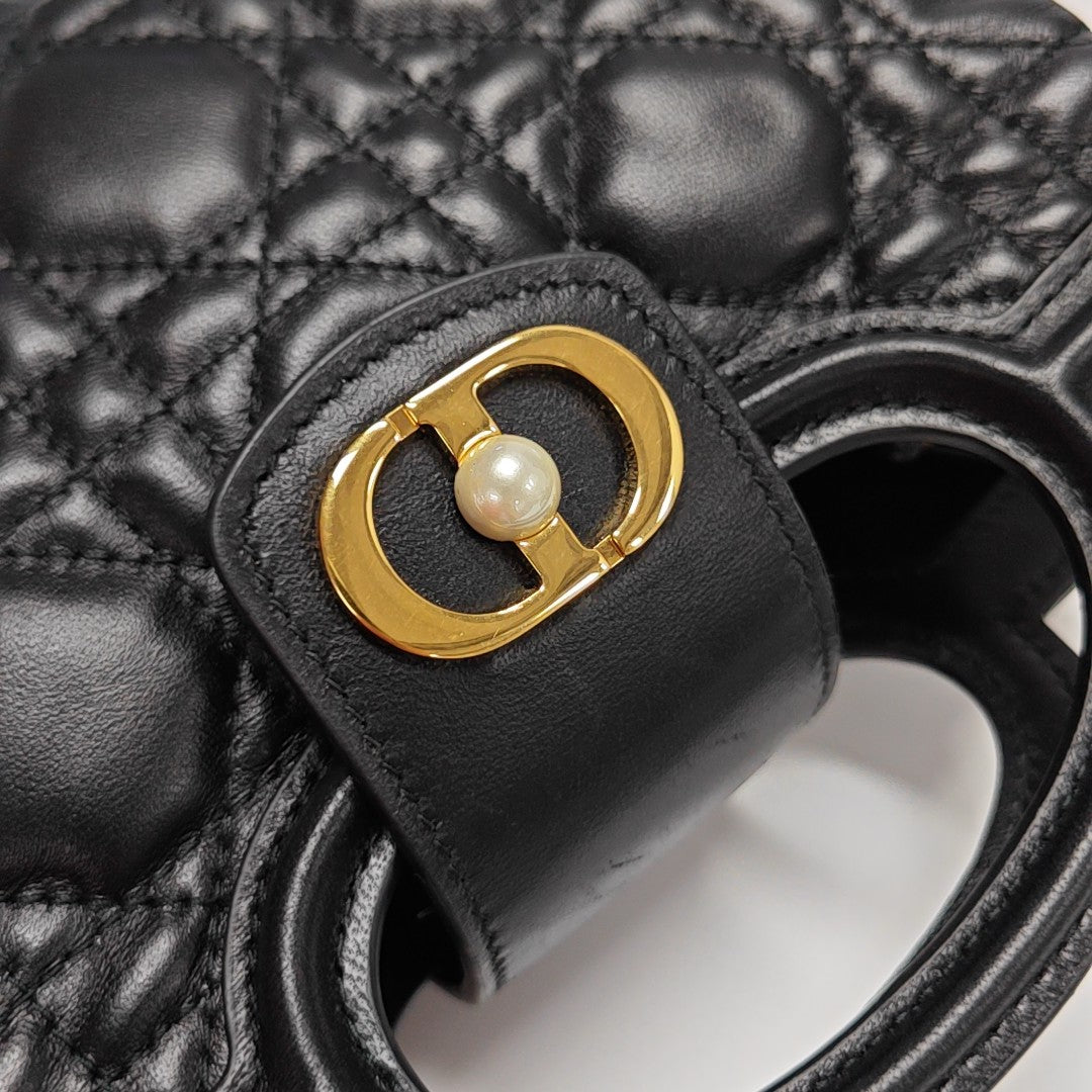 Jolie Top Handle Mini Cannage Lambskin Black