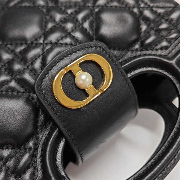 Jolie Top Handle Mini Cannage Lambskin Black