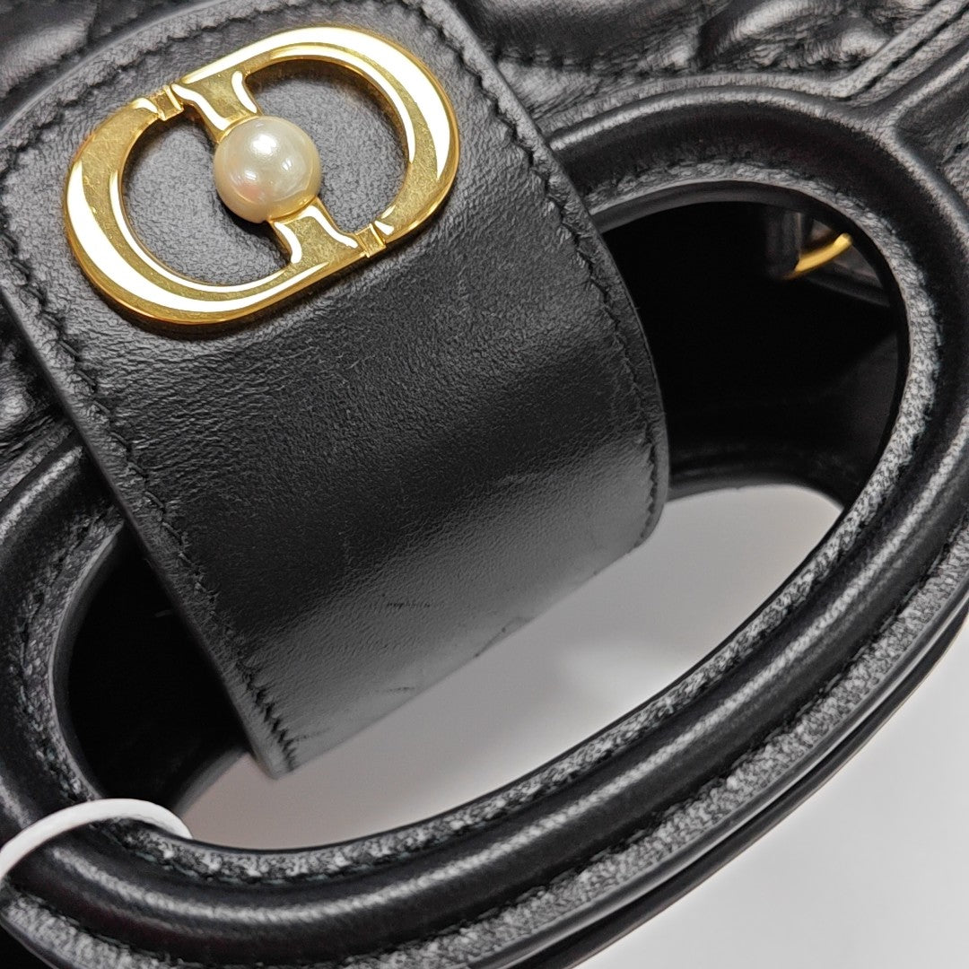 Jolie Top Handle Mini Cannage Lambskin Black