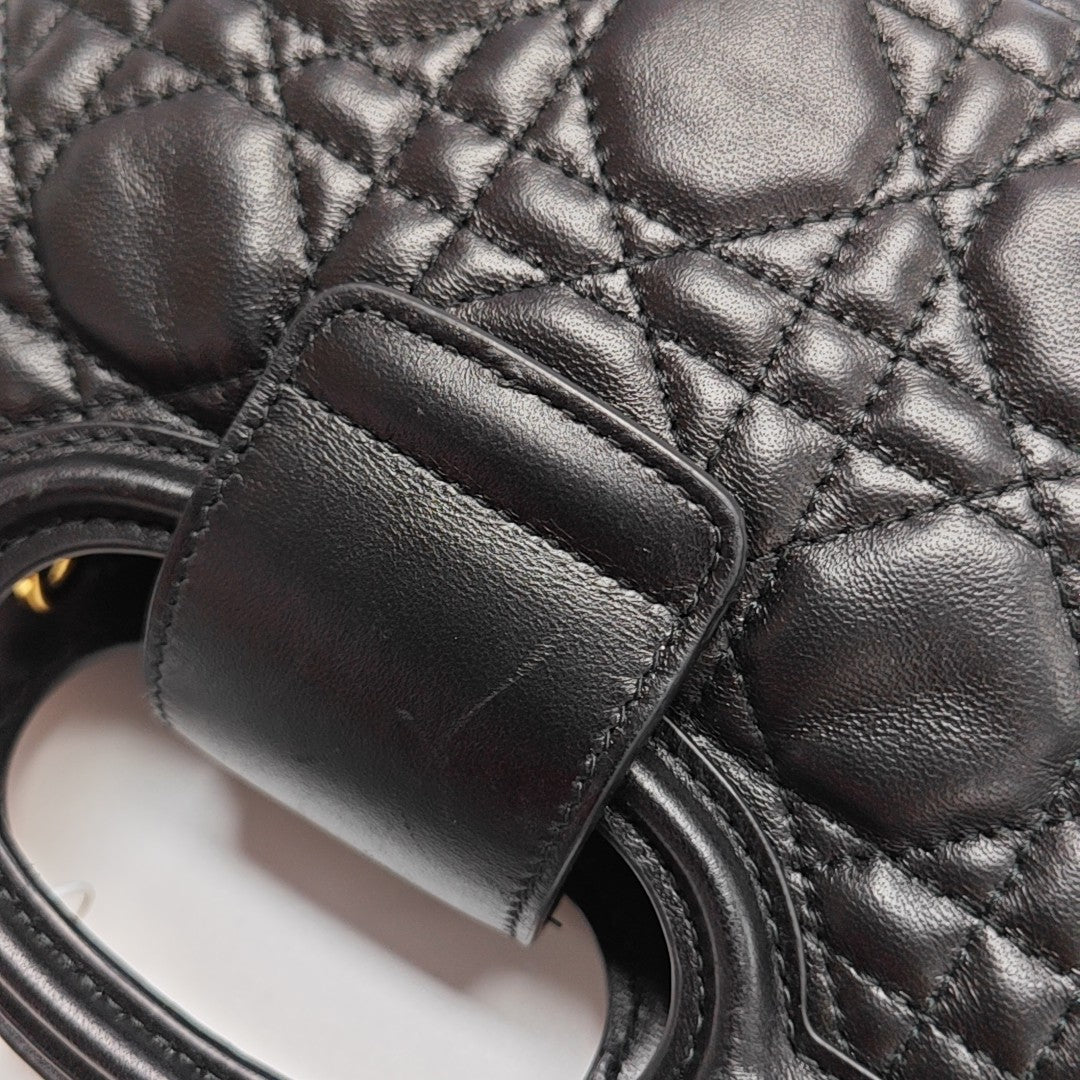 Jolie Top Handle Mini Cannage Lambskin Black