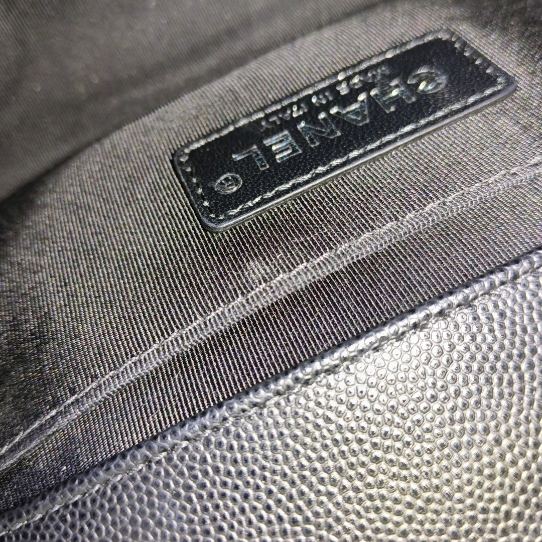 BOY CHANEL Small Quilted Grained Calfskin Black