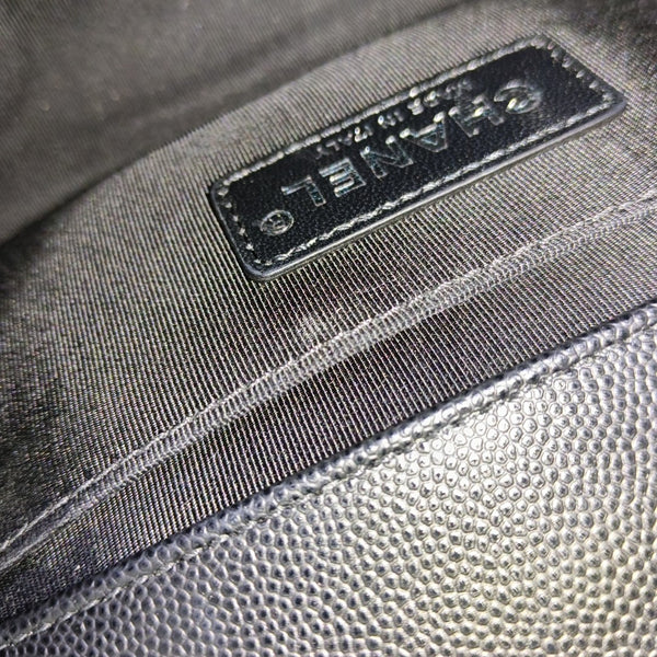 BOY CHANEL Small Quilted Grained Calfskin Black
