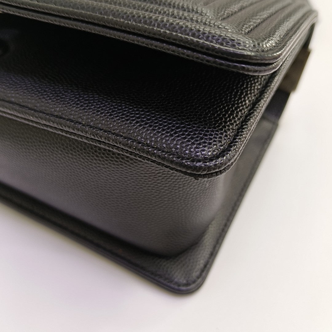 BOY CHANEL Small Quilted Grained Calfskin Black
