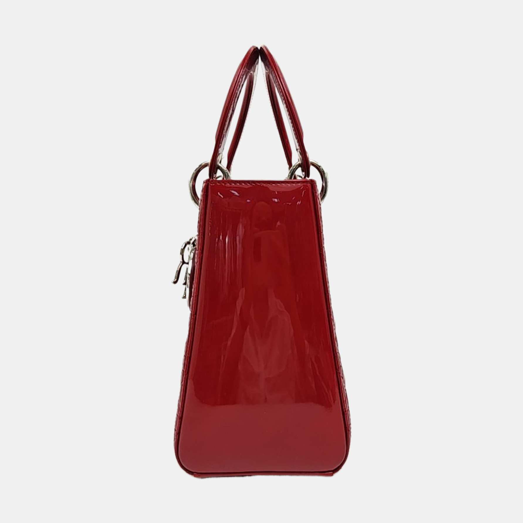 Lady Dior Medium Cannage Patent Leather Red