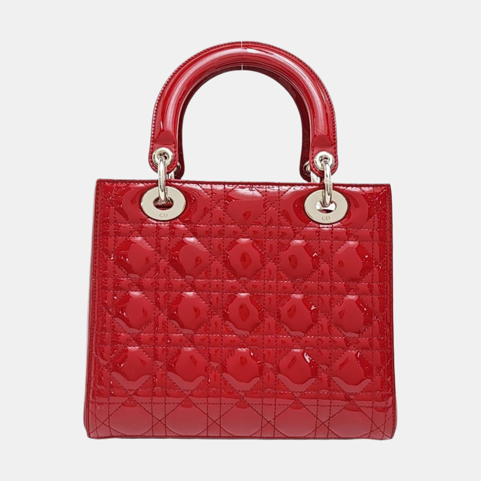 Lady Dior Medium Cannage Patent Leather Red