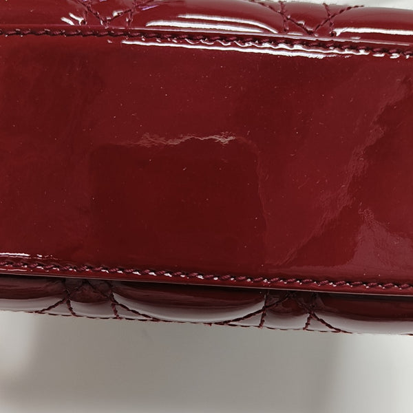 Lady Dior Mini Cannage Patent Calfskin Red