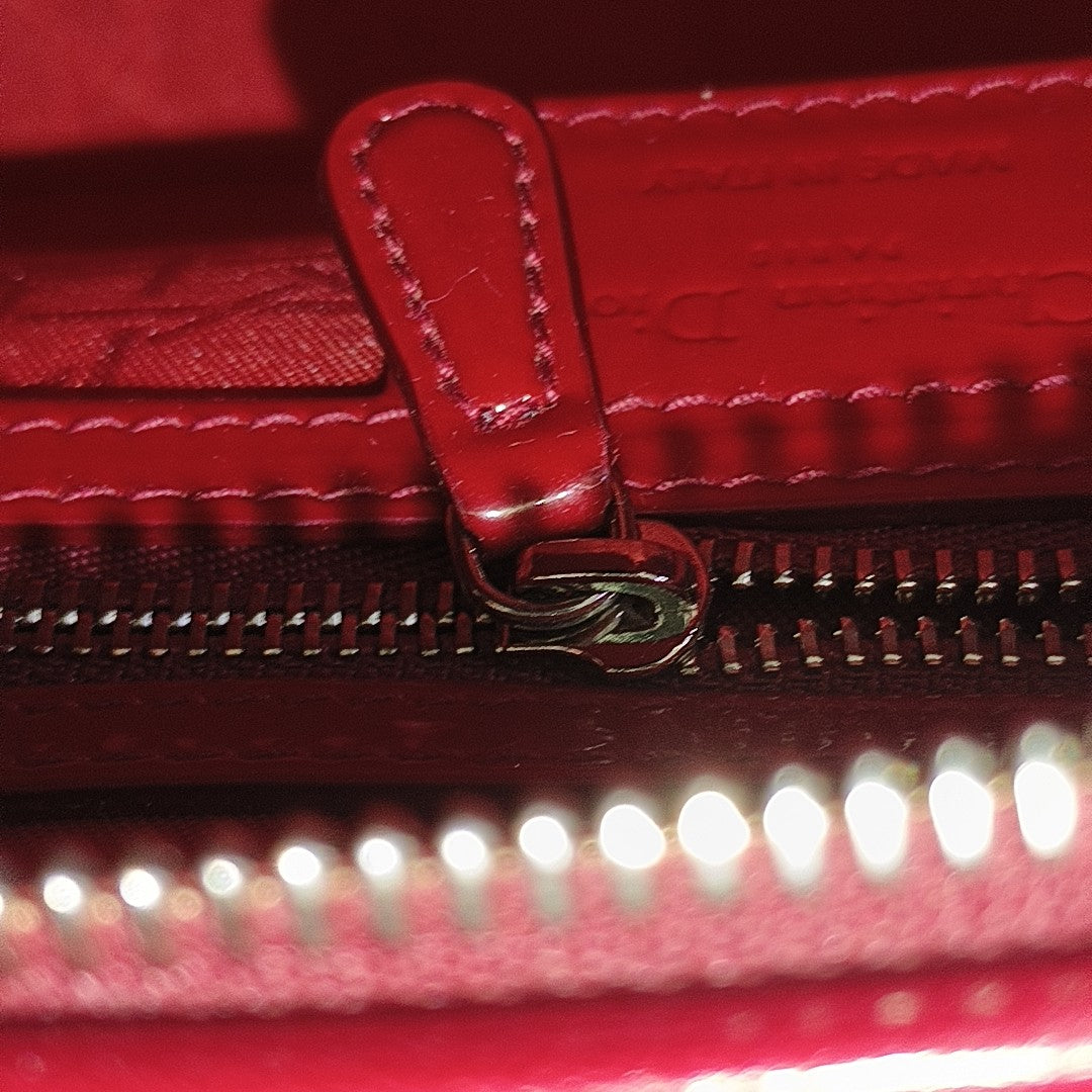 Lady Dior Medium Cannage Patent Leather Red