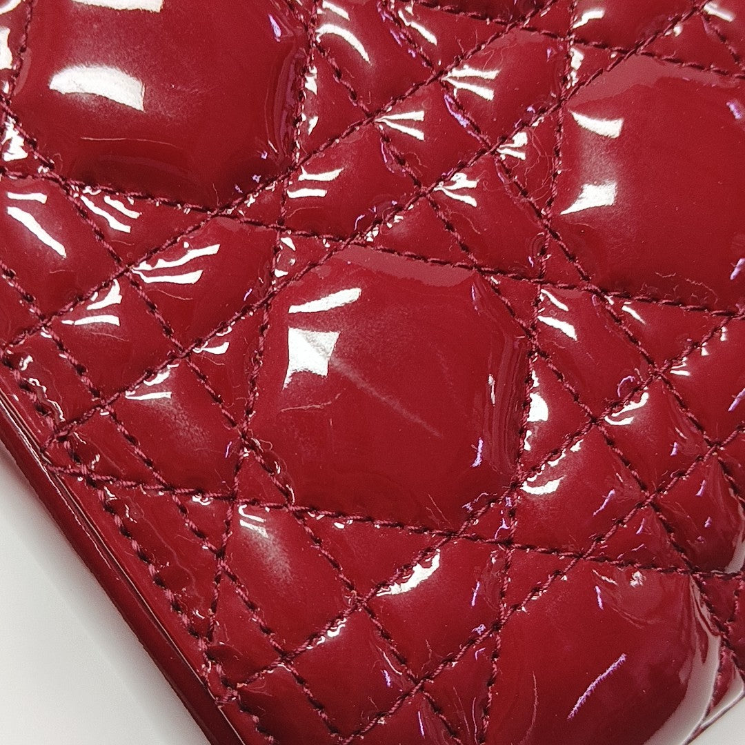 Lady Dior Medium Cannage Patent Leather Red