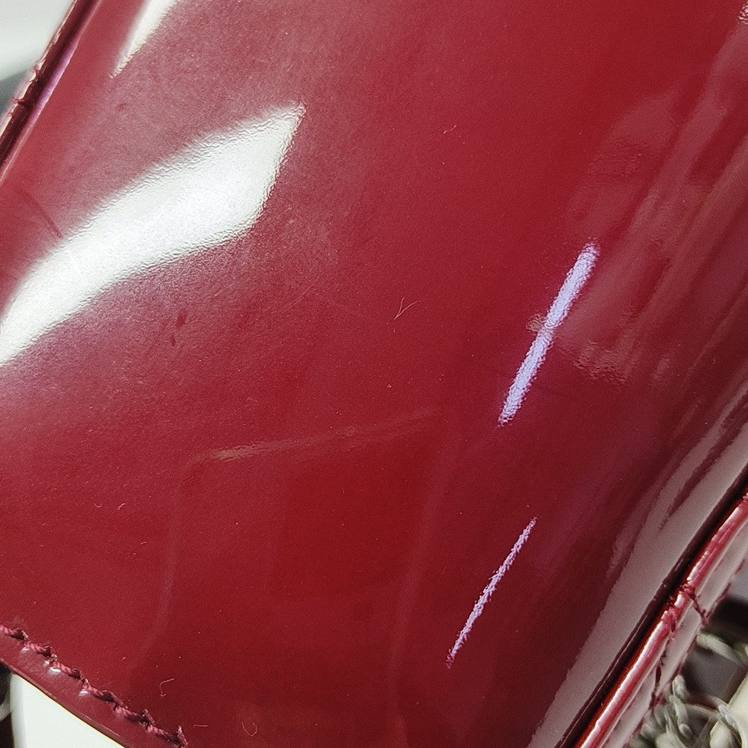 Lady Dior Medium Cannage Patent Leather Red