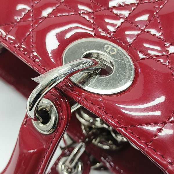 Lady Dior Medium Cannage Patent Leather Red
