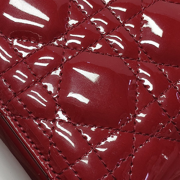Lady Dior Medium Cannage Patent Leather Red