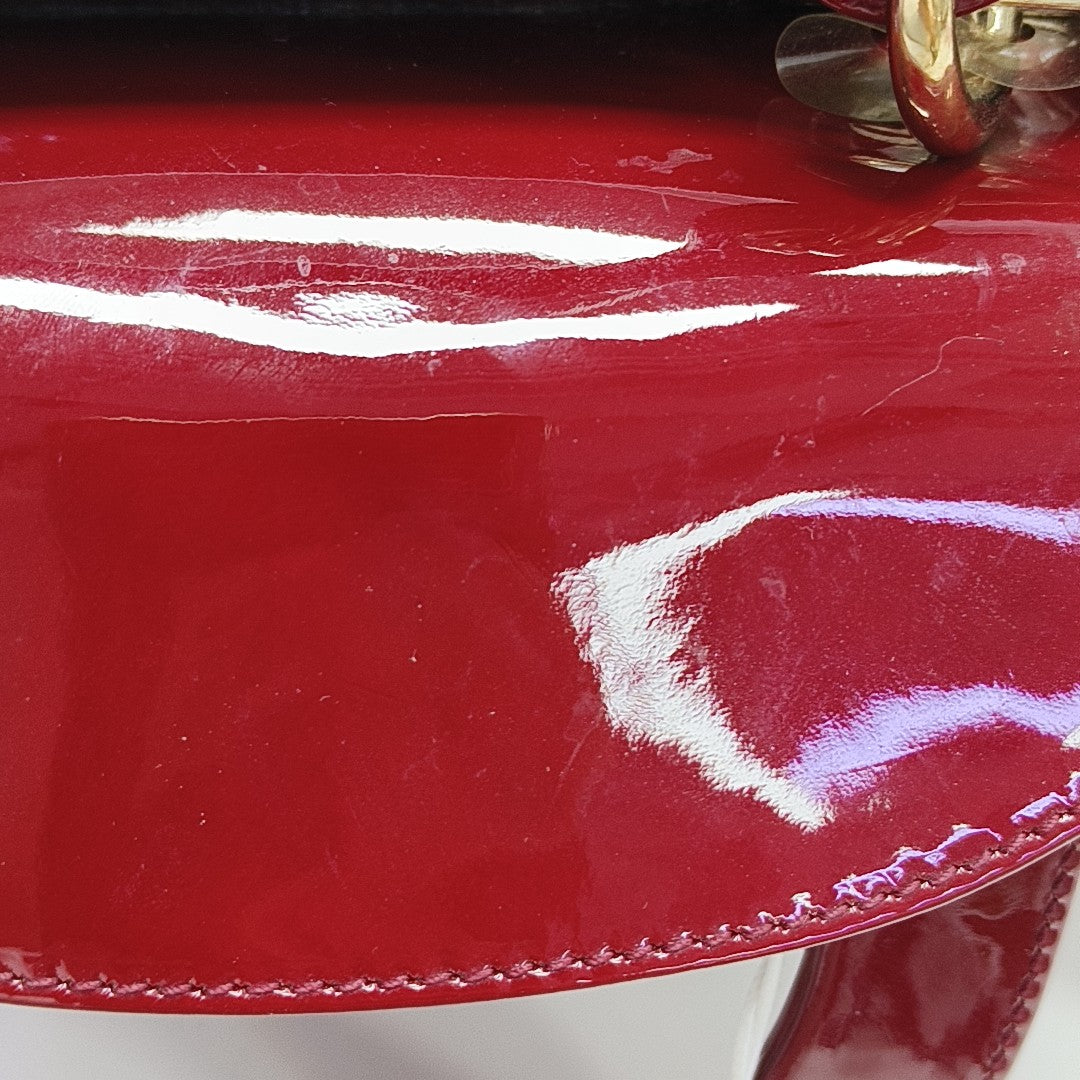 Lady Dior Mini Cannage Patent Leather Red
