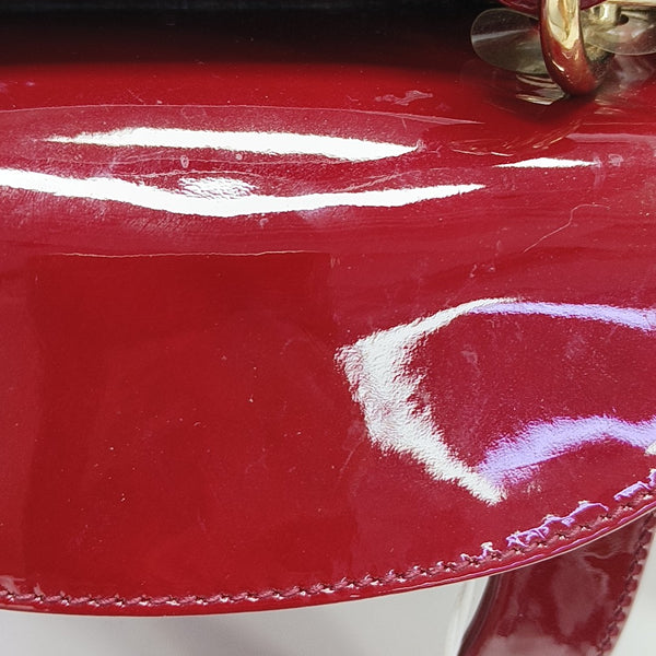 Lady Dior Mini Cannage Patent Leather Red