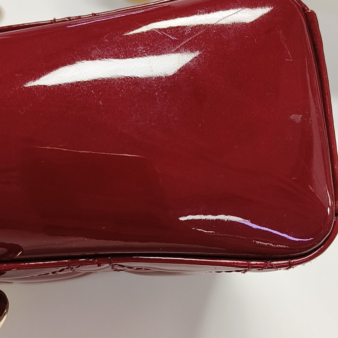 Lady Dior Mini Cannage Patent Leather Red