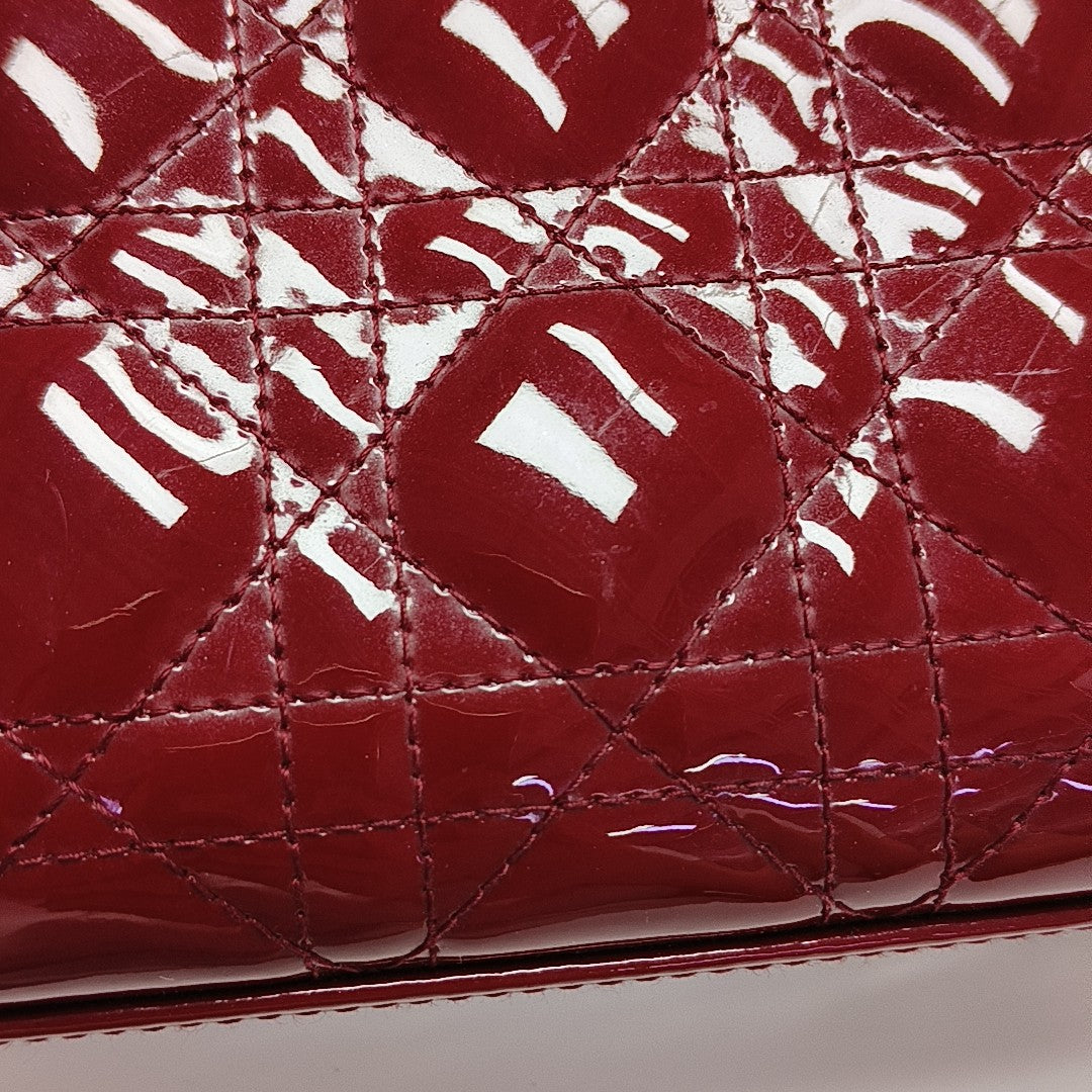 Lady Dior Mini Cannage Patent Leather Red
