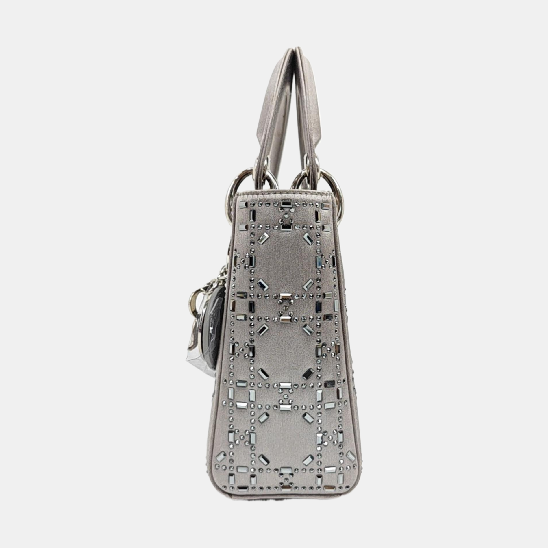 Lady Dior Mini Cannage Silk Satin Gray