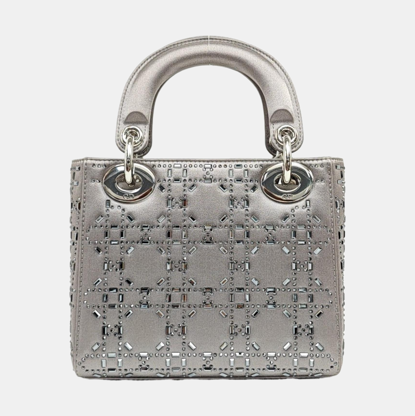 Lady Dior Mini Cannage Silk Satin Gray