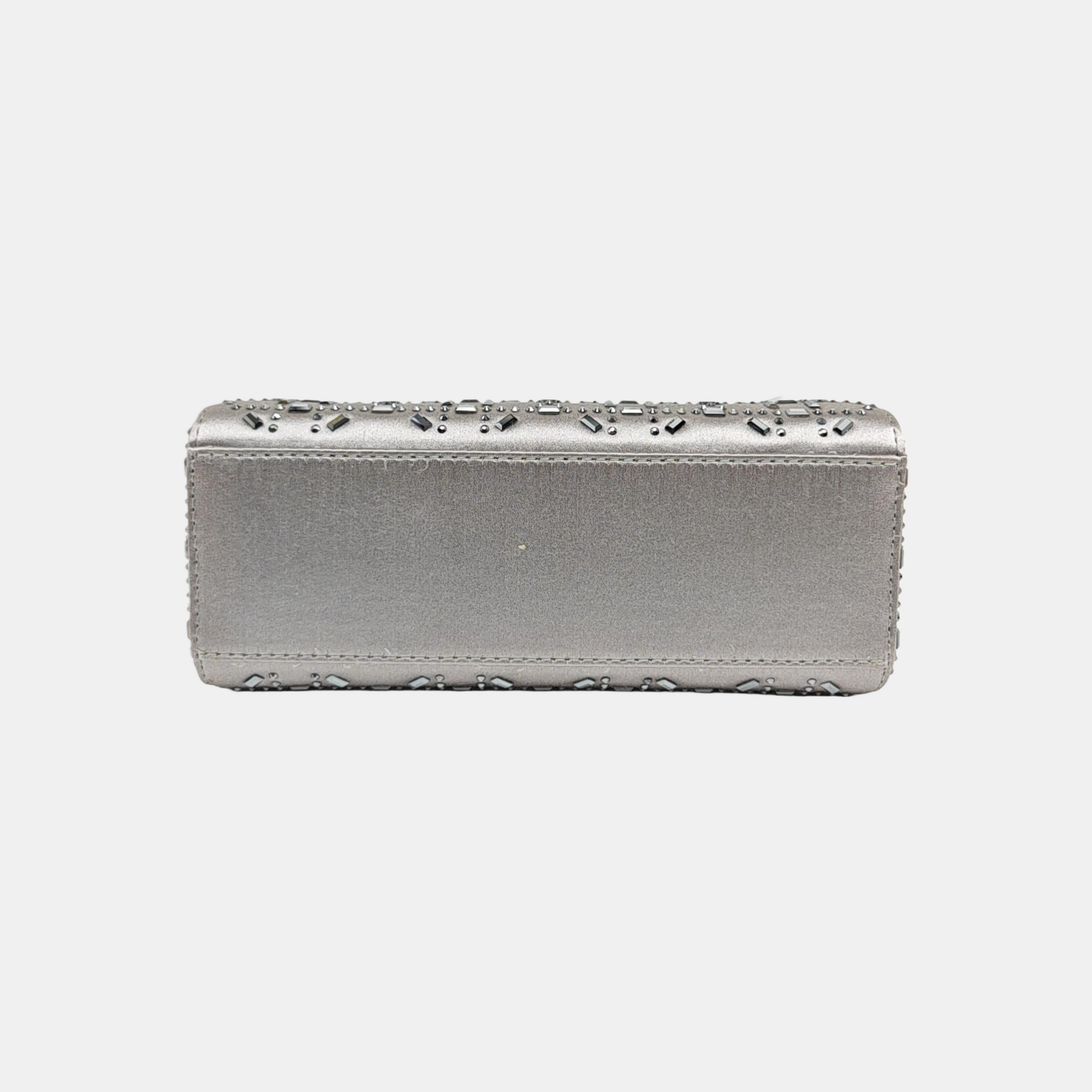 Lady Dior Mini Cannage Silk Satin Gray