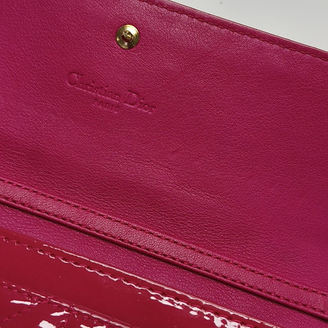 Lady Dior Small Cannage Patent Leather Red