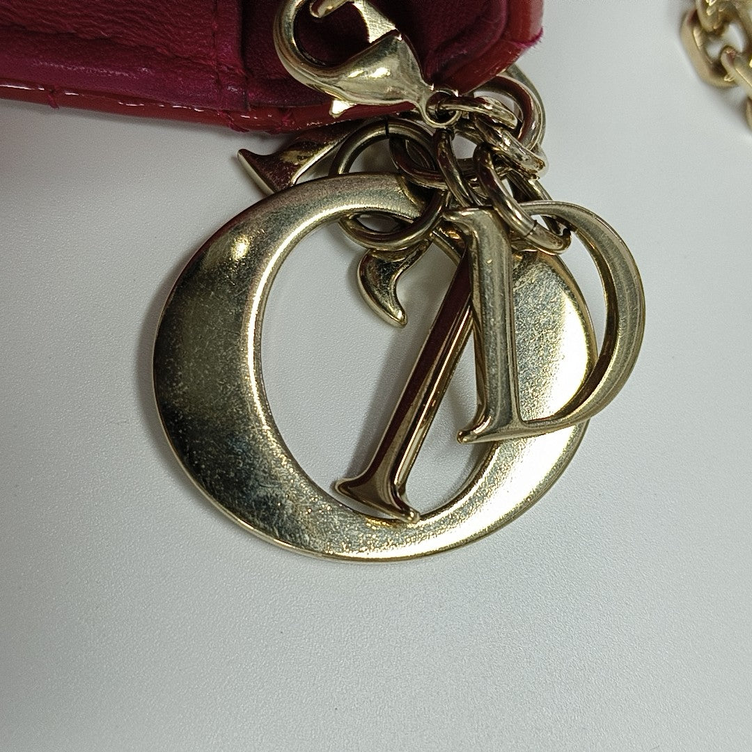 Lady Dior Small Cannage Patent Leather Red