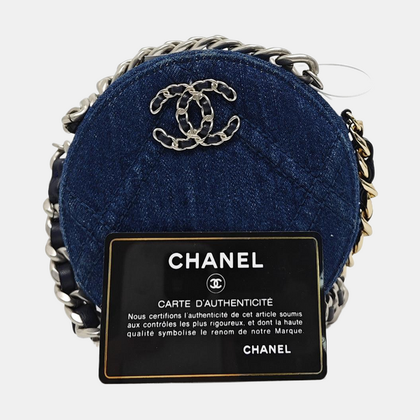 CHANEL 19 Small Quilted Denim Blue