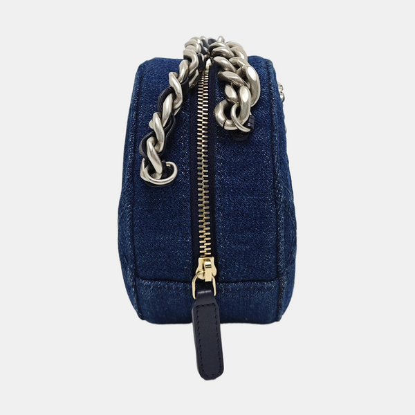 CHANEL 19 Small Quilted Denim Blue