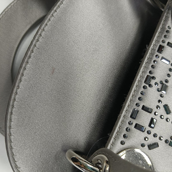 Lady Dior Mini Cannage Silk Satin Gray
