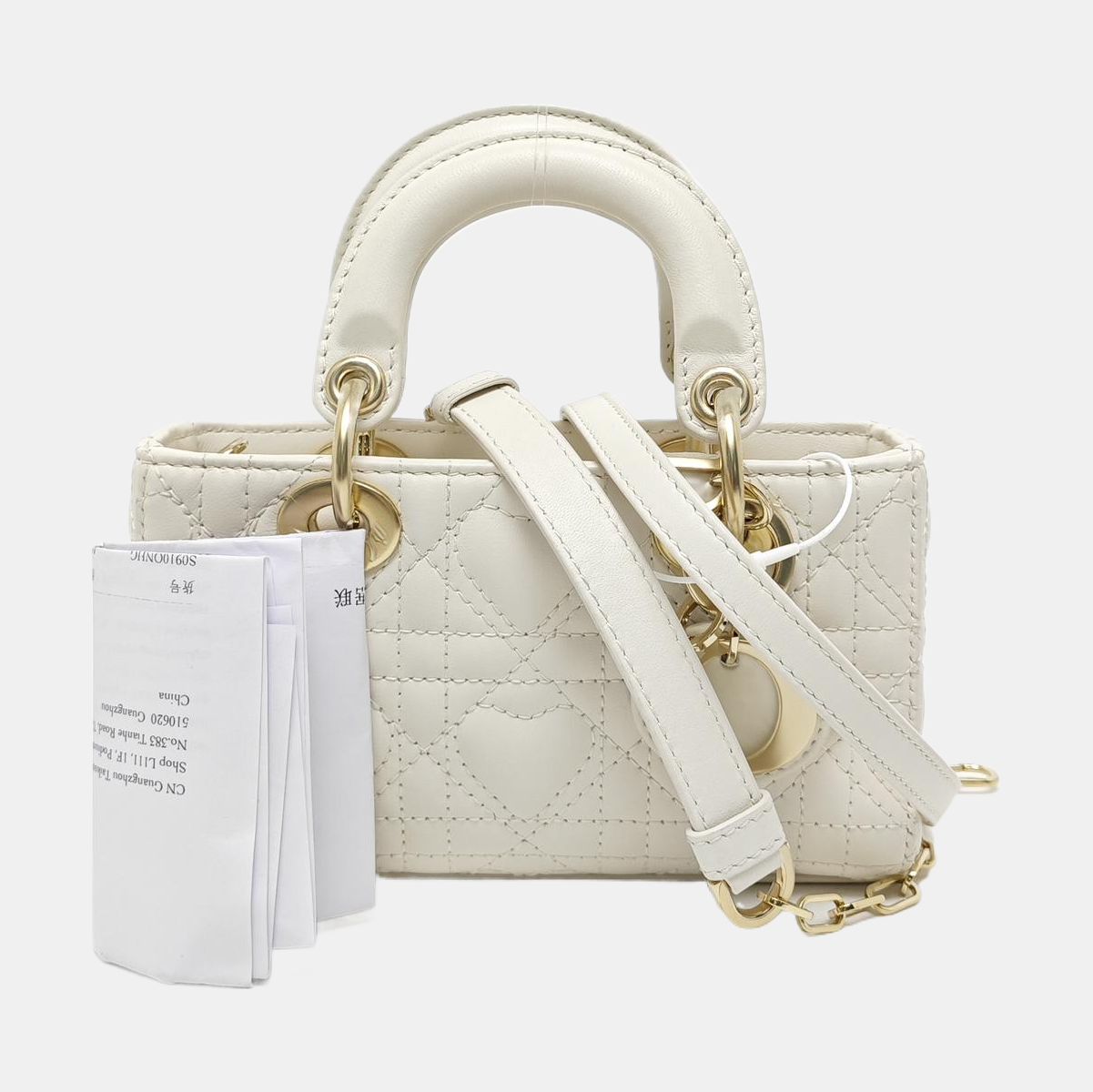 Lady D-Joy Super Mini Cannage Lambskin White