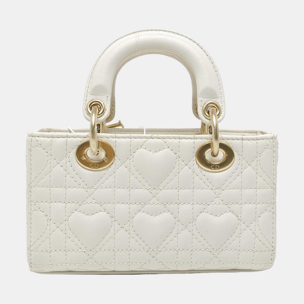 Lady D-Joy Super Mini Cannage Lambskin White