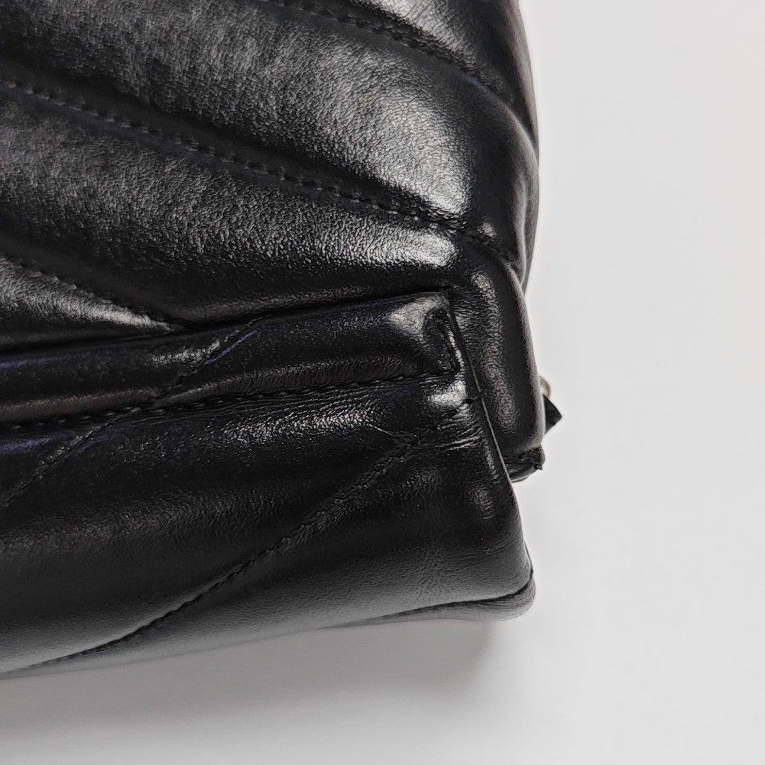 LOULOU Extra Small Chevron Calfskin Black