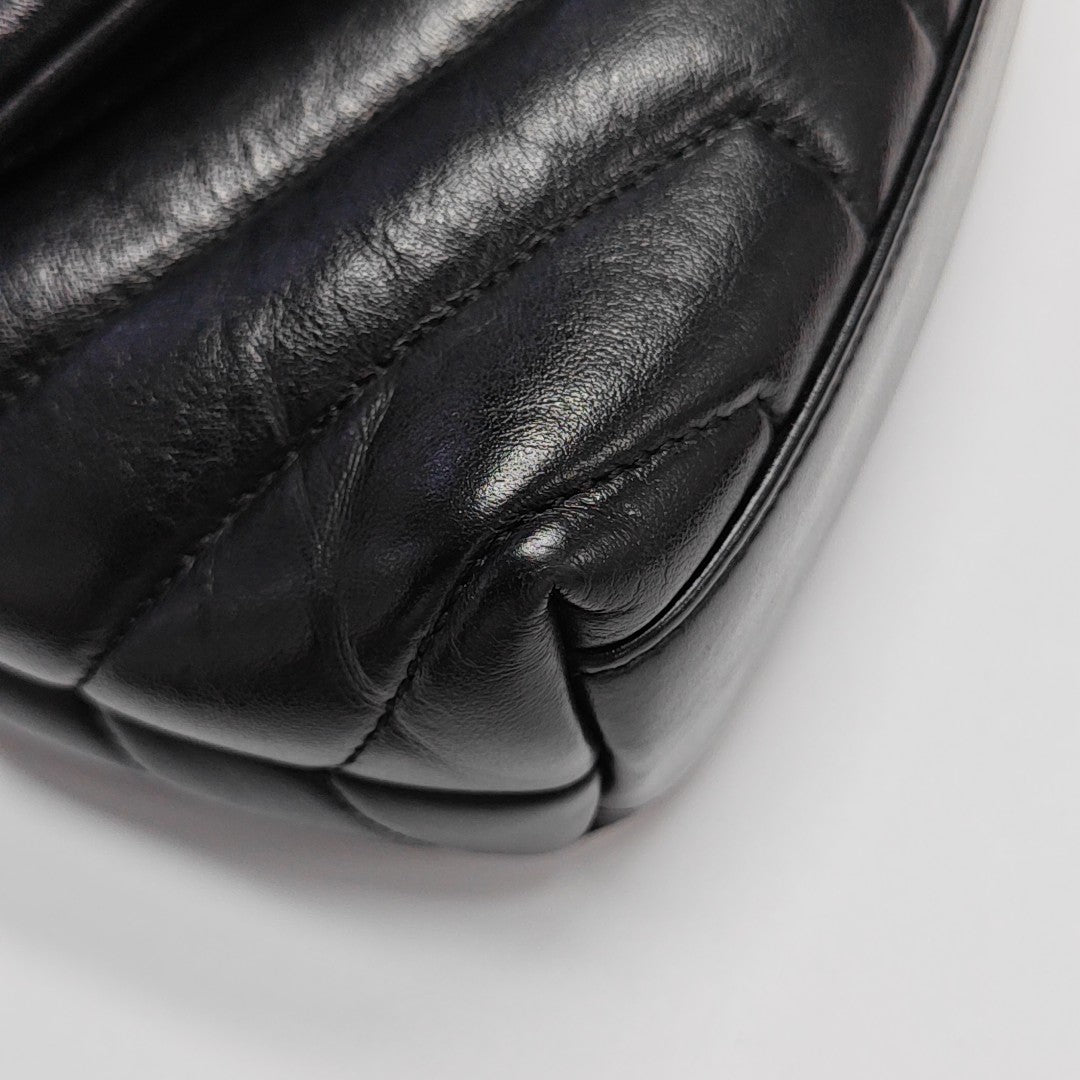 LOULOU Extra Small Chevron Calfskin Black