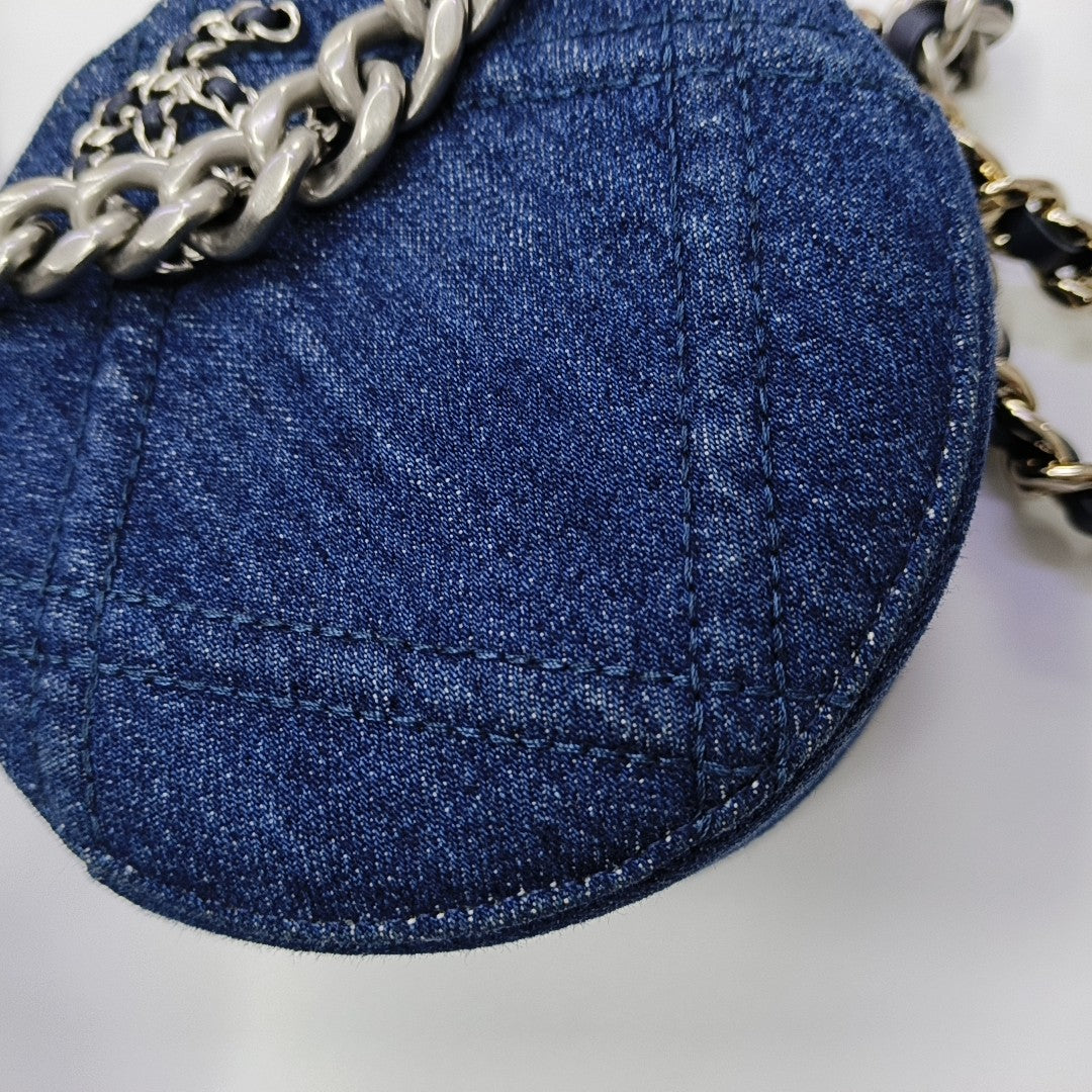 CHANEL 19 Small Quilted Denim Blue