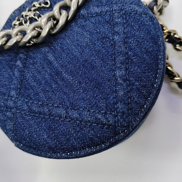 CHANEL 19 Small Quilted Denim Blue