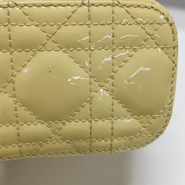 Lady Dior Super Mini Cannage Patent Leather Yellow