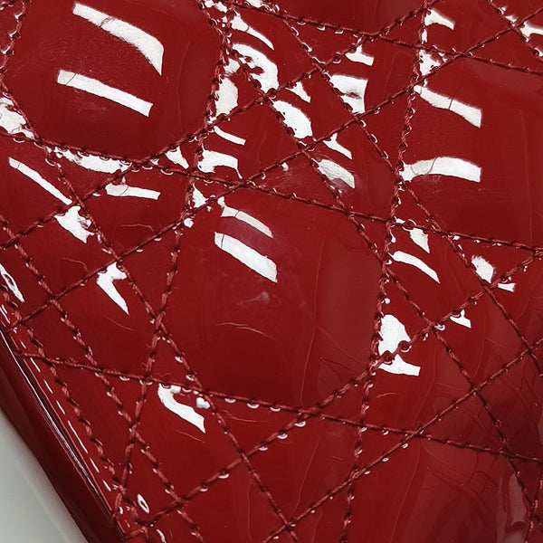 Lady Dior Medium Cannage Patent Leather Red