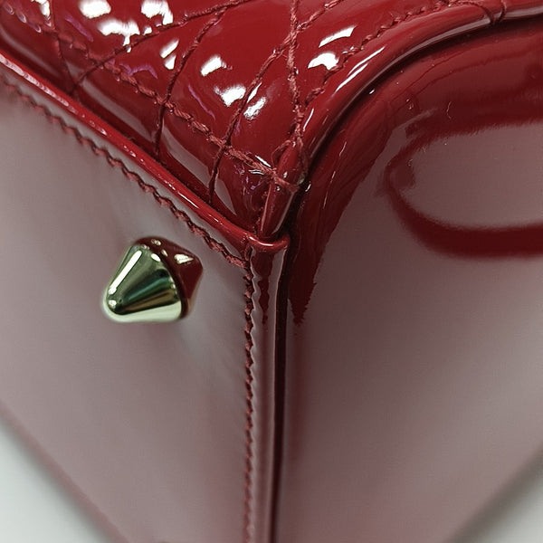 Lady Dior Medium Cannage Patent Leather Red
