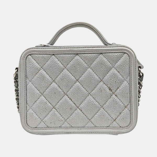 FILIGREE Small Quilted Grained Calfskin Silver
