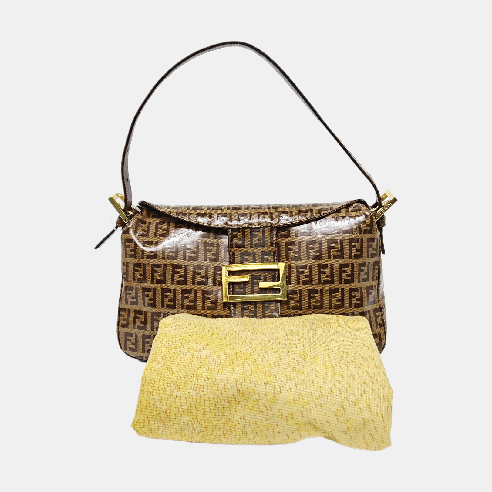 Coated Canvas Top Handle Bag Brown