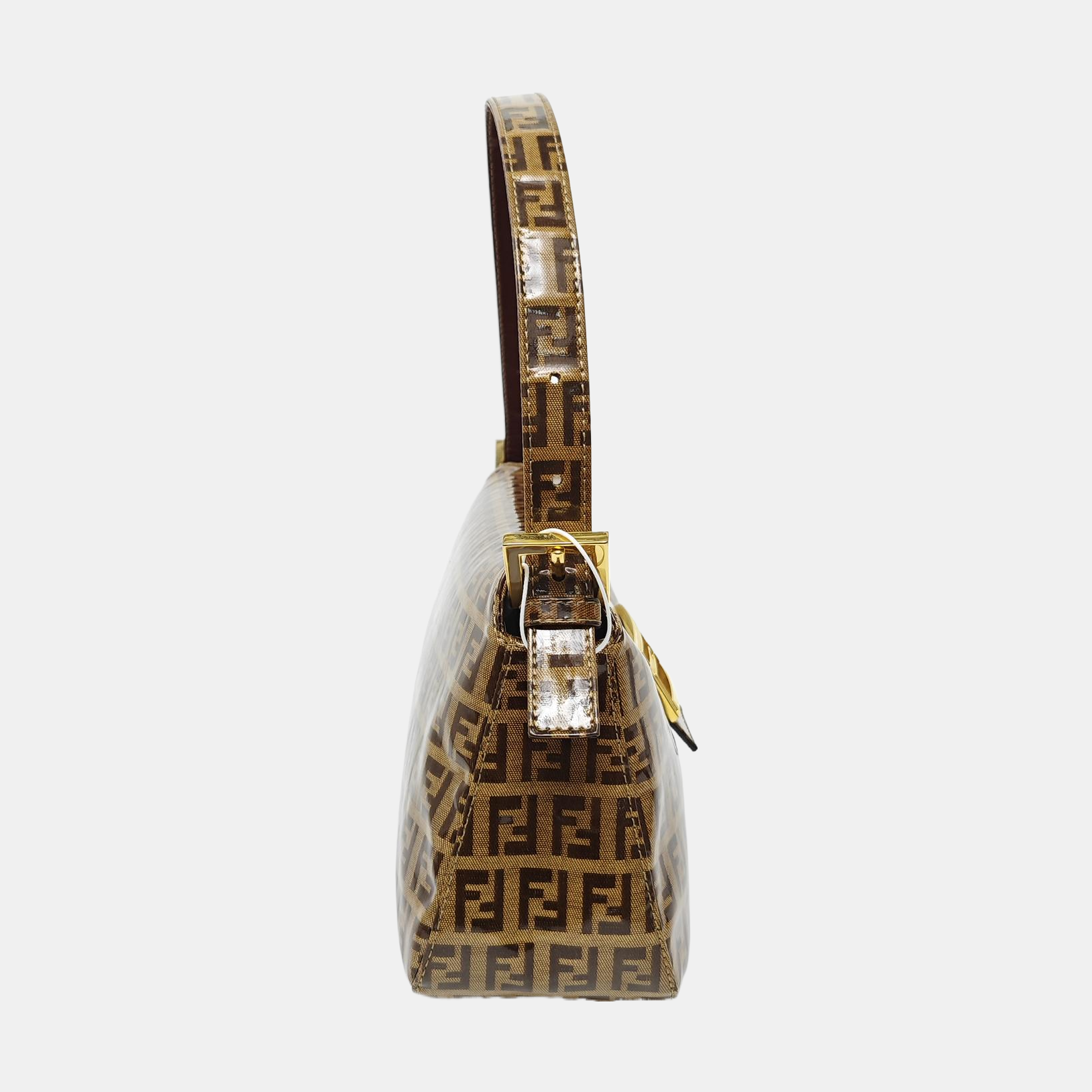 Coated Canvas Top Handle Bag Brown