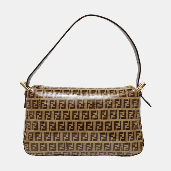 Coated Canvas Top Handle Bag Brown