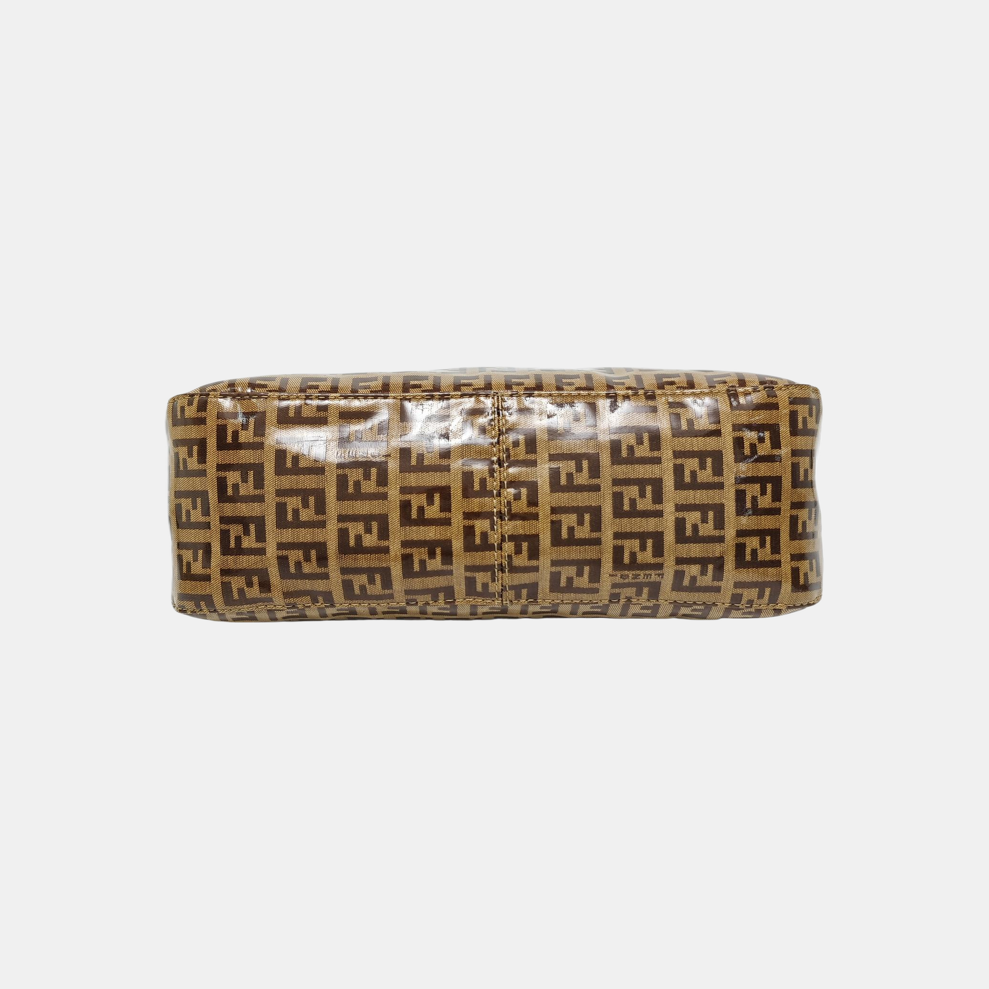 Coated Canvas Top Handle Bag Brown