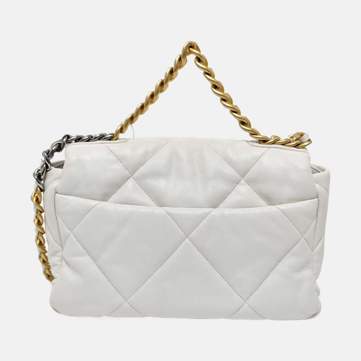 CHANEL 19 Small Quilted Lambskin White