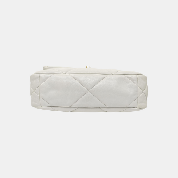 CHANEL 19 Small Quilted Lambskin White